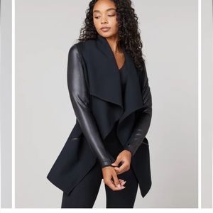 SPANX Cardigan with “leather” sleeves xs